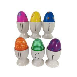 Set of 6 Rae Dunn Hip Hop Easter Egg Cups Holders